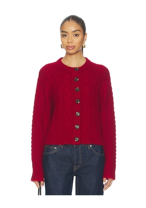 RE/DONE Cable Cardigan in Red. Size M. Also in XS, S, L.