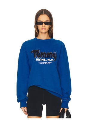 Tommy Jeans Boucle Crew Neck Sweatshirt in Blue. Size M. Also in XS, S, XL/1X.
