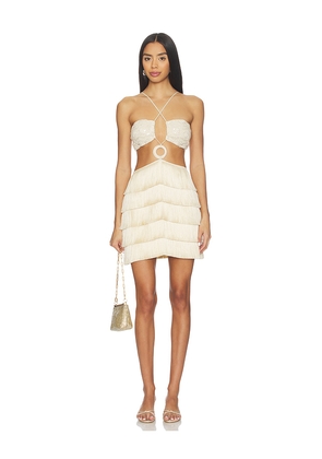 PatBO Crochet Bloom Cut Out Mini Dress in Beige. Size 10. Also in 4, 0, 2, 6, 8.