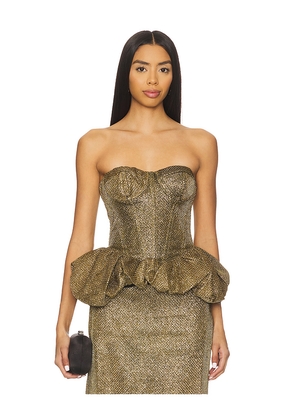 PatBO Weave Peplum Top in Metallic Gold. Size 10. Also in 8.