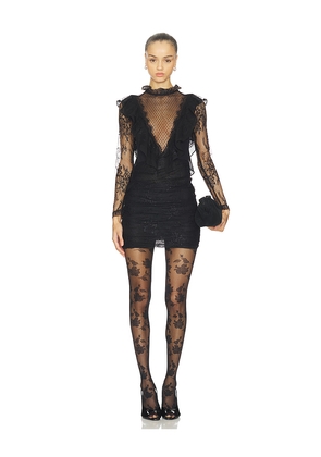 PatBO Laila Lace Long Sleeve Short Dress in Black. Size 2. Also in 0, 4, 8.