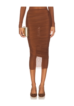 SEROYA Thessa Skirt in Brown. Size S. Also in M, XXS.