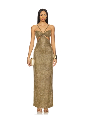 PatBO Golden Weave Gown in Metallic Gold. Size 2. Also in 4, 8.