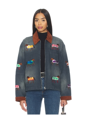 Found Lariat Horse Embroidered Work Jacket in Navy. Size L. Also in XS, S, M, XL.