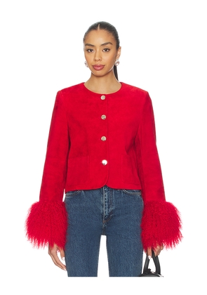 Susanna Chow Frida Suede Jacket in Red. Size S. Also in M.