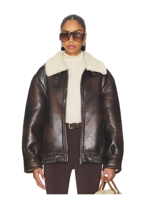 superdown Georgiana Faux Leather Jacket in Brown. Size M. Also in L, S, XL, XS, XXS.