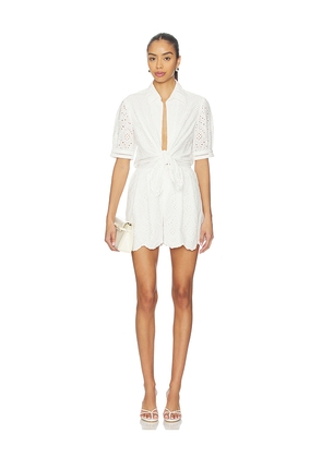 Poupette St Barth Livia Short Jumpsuit in White. Size L. Also in S, XS.