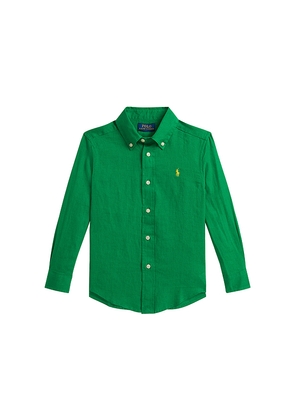 Polo Ralph Lauren Kids Linen Sport Shirt in Green. Size 3. Also in 4, 5, 6.
