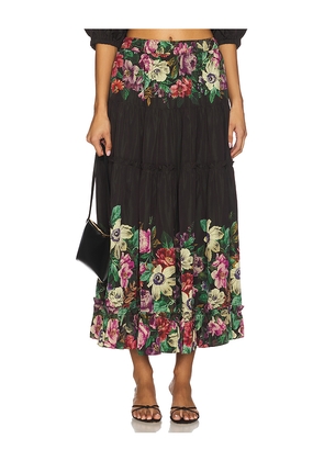 Sea Viktoria Print Midi Skirt in Black. Size M. Also in S, XXS, XS, L, XL.