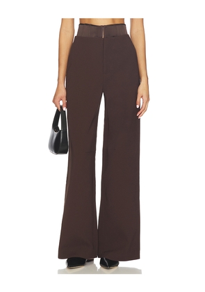 ROTATE Corset Suiting Pant in Chocolate. Size 34. Also in 32, 36, 40.