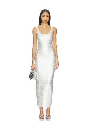 superdown Perry Bandage Maxi Dress in Metallic Silver. Size M. Also in XS, S.