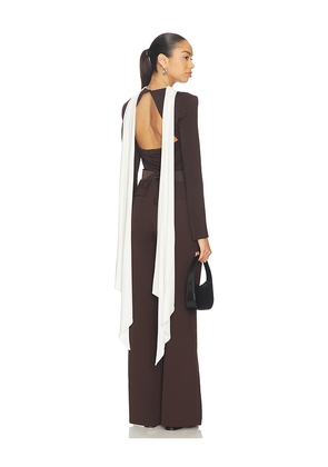ROTATE Long-sleeved Scarf Top in Brown. Size 34. Also in 32, 36, 38.