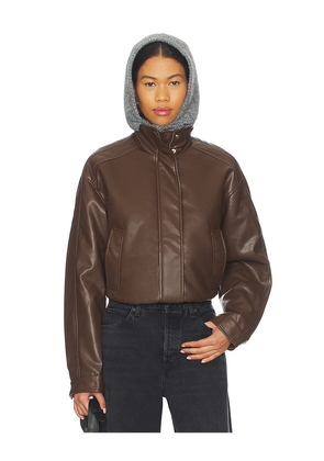 superdown Kona Faux Leather Bomber in Brown. Size M. Also in L, S, XL, XS, XXS.