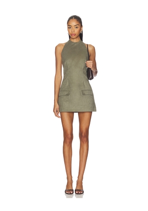 SNDYS Amelia Faux Suede Mini Dress in Olive. Size M. Also in XXS, S.