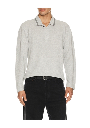 Scotch & Soda Structured Relaxed Fit Long Sleeve Polo in Light Grey. Size S. Also in M, XXL/2X.