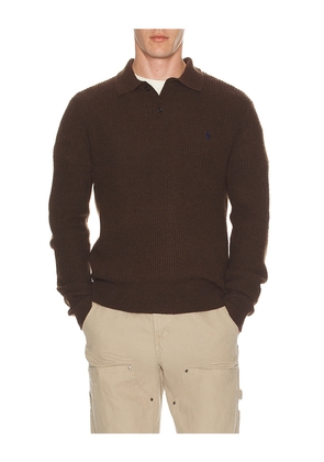 Polo Ralph Lauren Long-Sleeve Cotton Wool Textured Crewneck Sweater in Brown. Size XL/1X. Also in M, L.