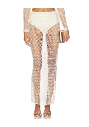 PatBO Crochet Bloom Skirt in Beige. Size 10. Also in 0, 2, 4, 6, 8.