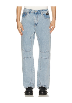 Revenge Cross Denim Pant in Blue. Size 32. Also in 30, 34, 36.