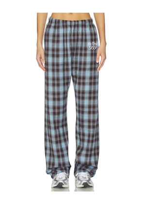 The Mayfair Group On Cloud Nine Wide Leg Plaid Pants in Baby Blue,Brown. Size M/L. Also in XS, S/M, L/XL.