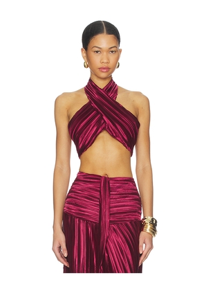 Sonya Moda Joelle Plisse Halter Top in Wine. Size M. Also in XS, S, L.