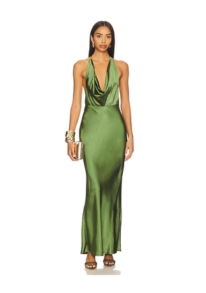 Runaway The Label Posey Low Plunge Maxi Dress in Olive. Size M. Also in XS, L.