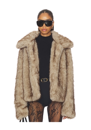 SNDYS Leila Faux Fur Jacket in Tan. Size M. Also in XL, XXL.