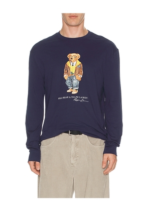 Polo Ralph Lauren Long Sleeve Graphic Novelty Bear T-Shirt in White. Size XL/1X. Also in XXL/2X.