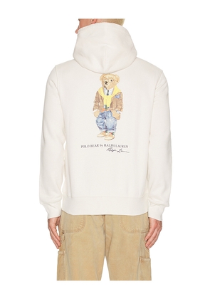 Polo Ralph Lauren Fleece Polo Script Heritage Bear Hoodie in White. Size M. Also in L, S, XL/1X, XXL/2X.