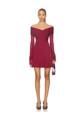 self-portrait Viscose Knit Mini Dress in Burgundy. Size M. Also in S, XS.