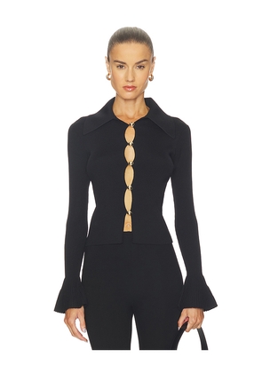 self-portrait Button Down Knit Top in Black. Size M. Also in S, XS.