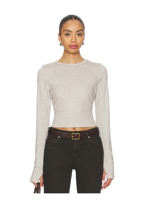Susana Monaco Carryover Fleece Crew Long Sleeve Top in Beige. Size M. Also in XS, S, L.
