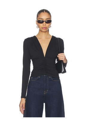 Susana Monaco Gathered V Long Sleeve Top Top in Black. Size L. Also in XS, M.