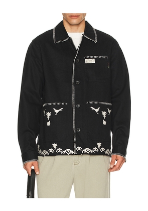 Scotch & Soda Embroidered Cotton Blend Jacket in Black. Size S. Also in L, XL/1X.