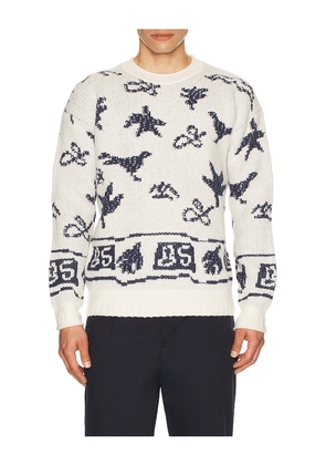 Scotch & Soda Jacquard Dropped Shoulder Sweater in Cream. Size S. Also in M.