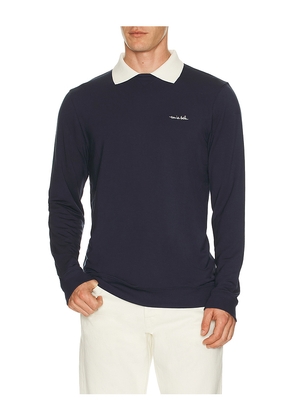 TravisMathew Amenities Collar Long Sleeve Polo Sweatshirt in Navy. Size M. Also in L.