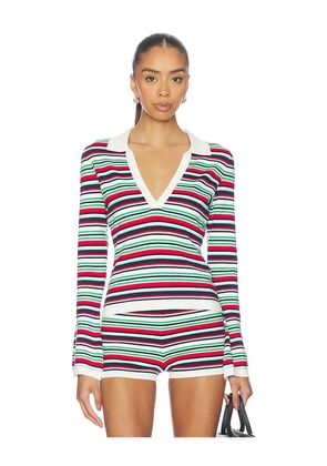 SEVEN WONDERS Xyla Collared Long Sleeve Knit Top in Green. Size M. Also in S, XS, L, XL.