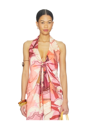 SEVEN WONDERS Kaeli Tie Front Halter Top in Blush. Size M. Also in S, XS.