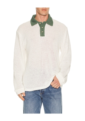 Palmes Knitted Rugby Shirt in White. Size M. Also in L, S, XL/1X.