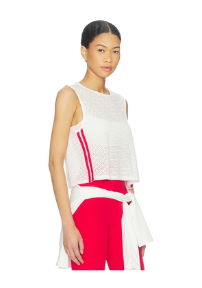 Splits59 Logan Mesh Tank Top With Stripe in White. Size M. Also in S, XS, L, XL.