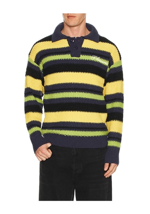 Pleasures Cooper Polo Sweater in Yellow,Blue. Size XL/1X. Also in L.