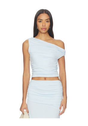 SEVEN WONDERS Malani One Shoulder Top in Baby Blue. Size L. Also in S, XS, XL.