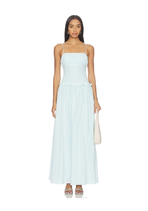 SEVEN WONDERS Keily Square Neck Maxi Dress in Baby Blue. Size L. Also in S, XS, M, XL.