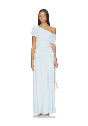 SEVEN WONDERS Malani One Shoulder Maxi Dress in Baby Blue. Size L. Also in S, XS, M.