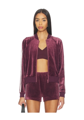 Splits59 Heritage Velour Bomber Jacket in Burgundy. Size L. Also in S, M, XL, XS.