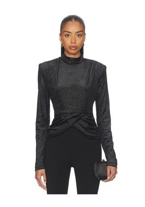 ROTATE Velvet Draped Top in Black. Size 34. Also in 32, 36, 38, 40.