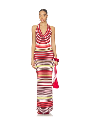 SOVERE Pandora Knit Dress in Red,White. Size M. Also in S, XS, L, XL.
