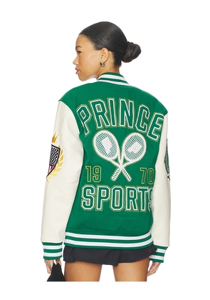 Prince Tennis Sports Varsity Jacket in Green. Size M. Also in L, S, XL/1X, XS.