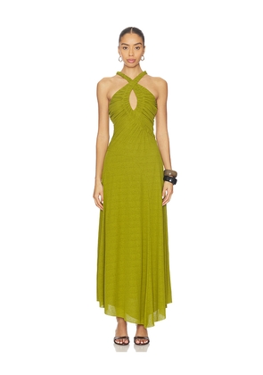 SOVERE Alora Midi Dress in Green. Size M. Also in S, XS.
