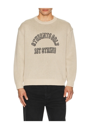 Students Golf 1st String Knit Crew Sweater in Tan. Size M. Also in S, L, XL/1X.