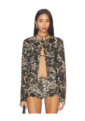 SIEDRES Poli Cardigan in Brown, Green. Size M. Also in XS, L.